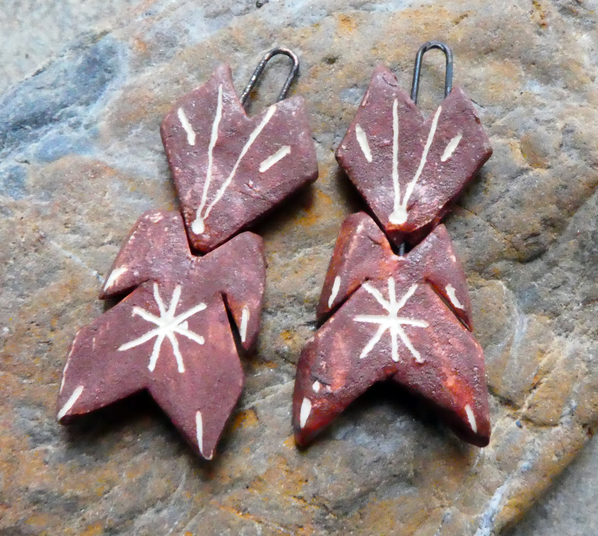 Ceramic Sgraffito Voodoo Amulet Charms #2