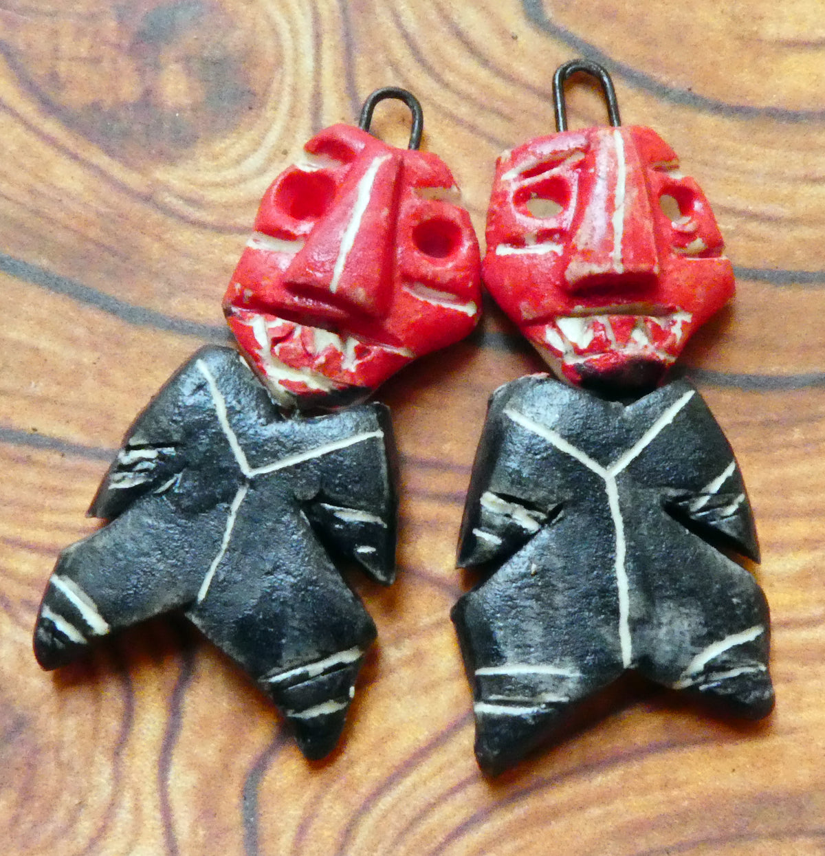 Ceramic Sgraffito Voodoo Amulet Charms #10