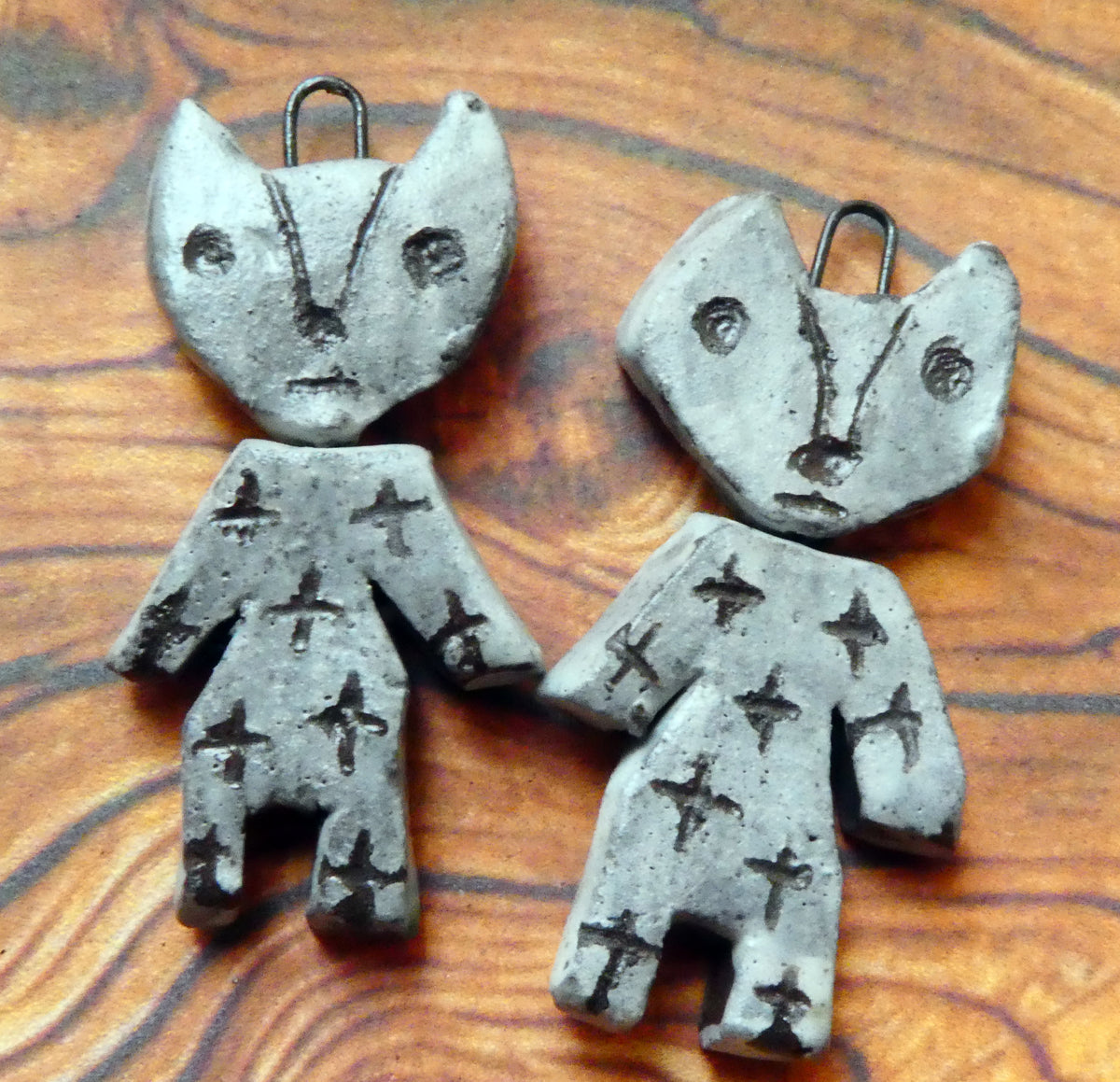 Ceramic Sgraffito Voodoo Amulet Charms #12