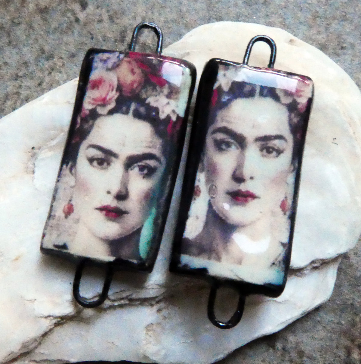 Ceramic Frida Inspired Earring Connectors - #28