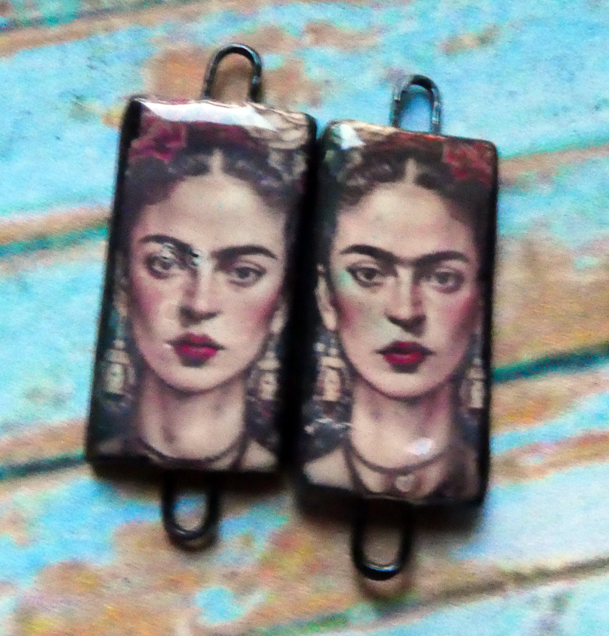 Ceramic Frida Inspired Earring Connectors - #29