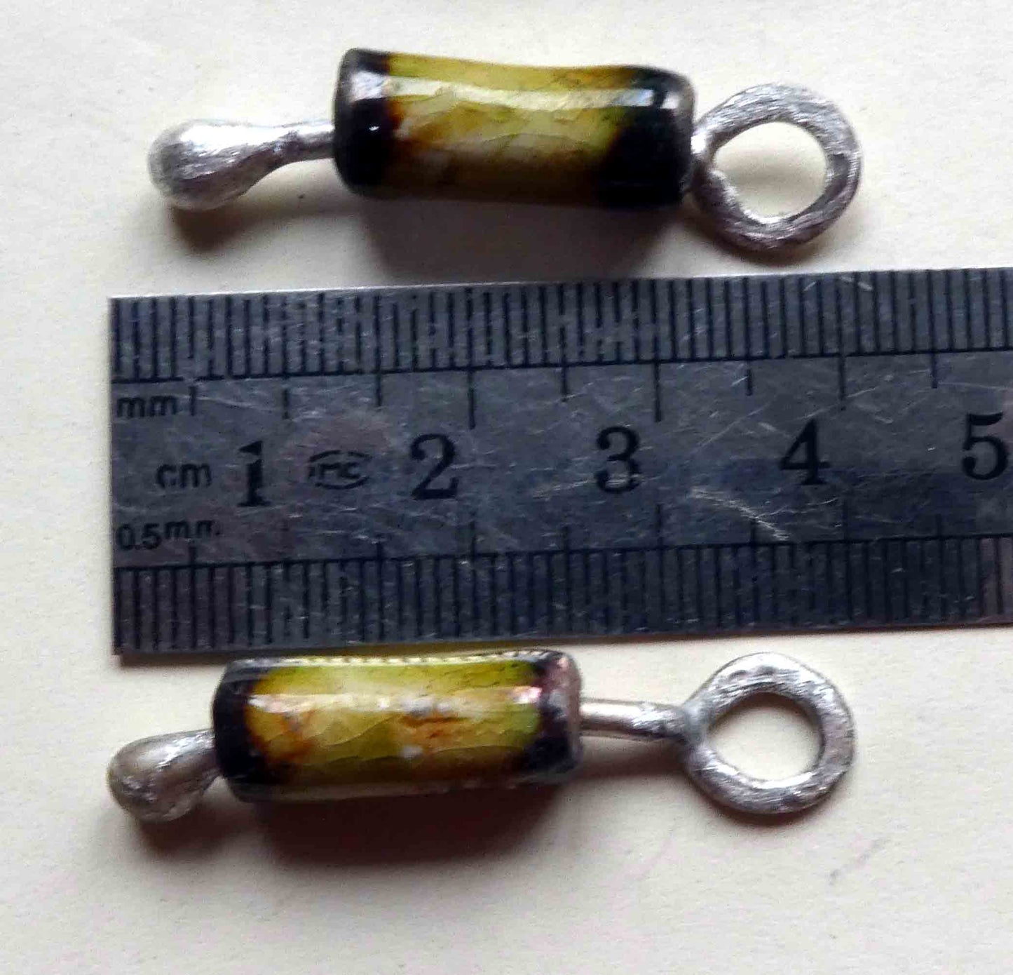 Sterling Silver Droplet Sticks with Ceramic Glazed Tubes - Dune