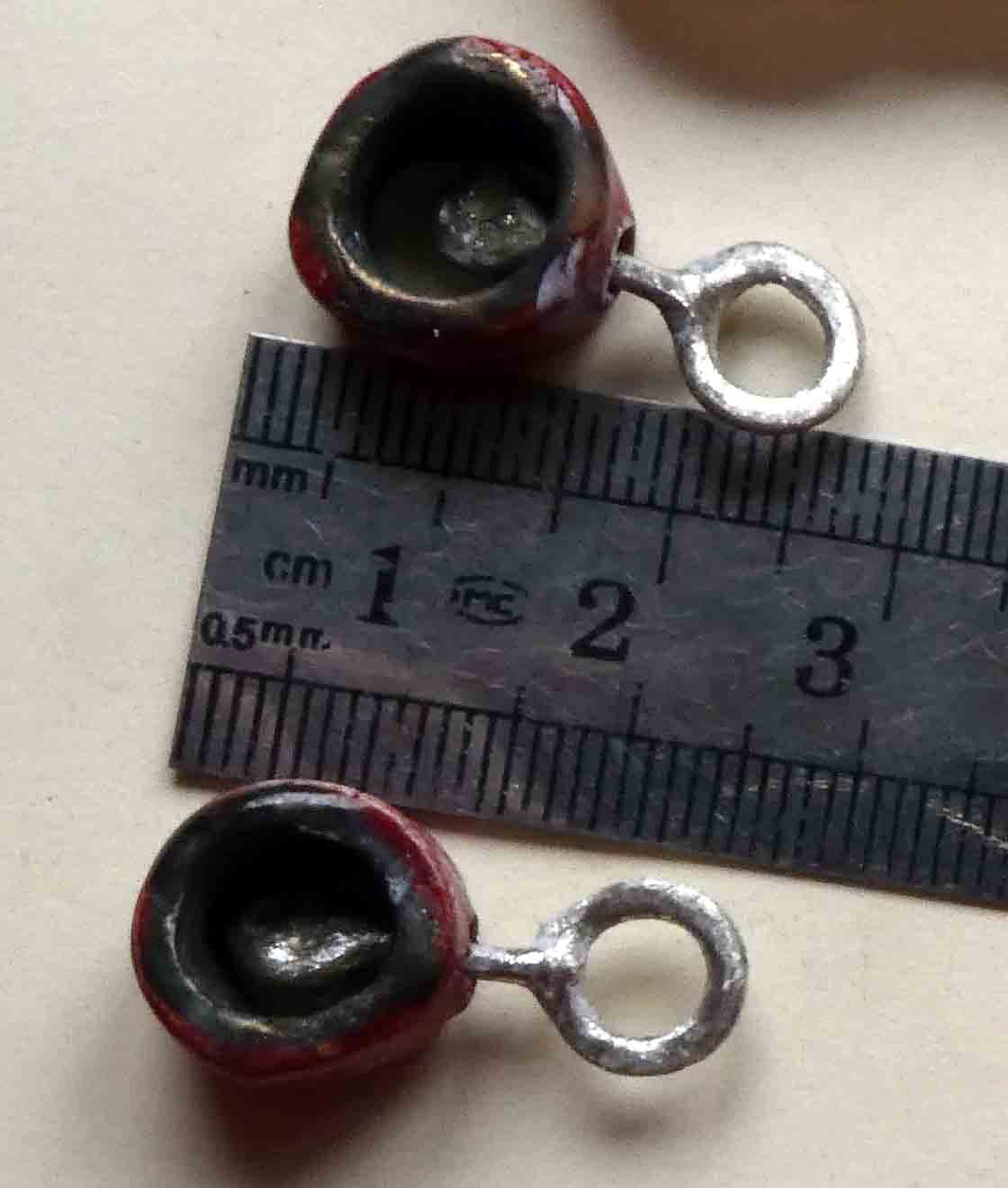 Sterling Silver Droplet Sticks with Ceramic Glazed Hoops - Red