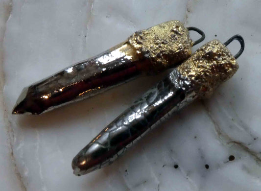 Ceramic Little Carved Shards Earring Charms - Platinum Lustre