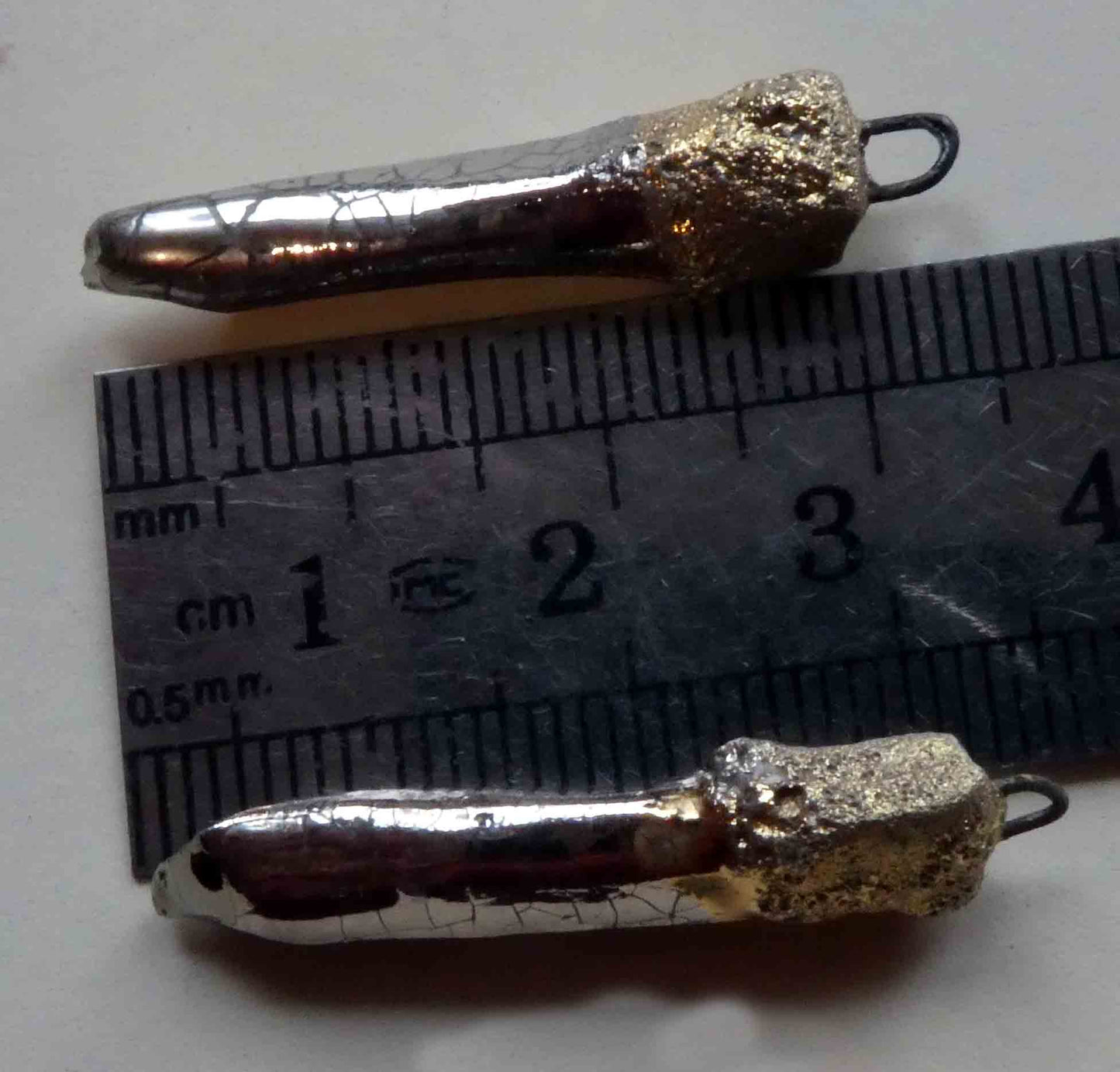 Ceramic Little Carved Shards Earring Charms - Platinum Lustre
