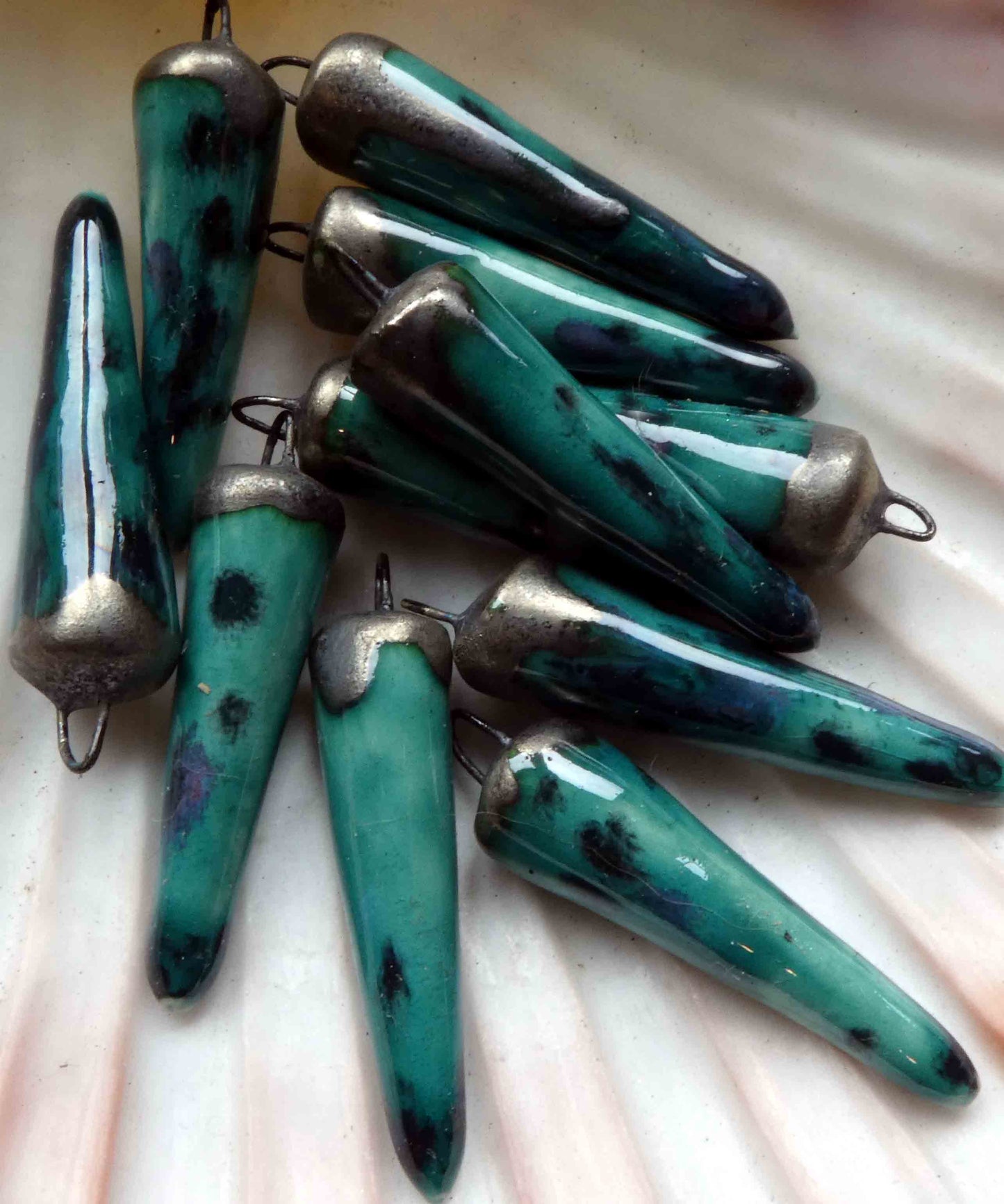 Ceramic Spikes Earring Charms -Spring Meadow