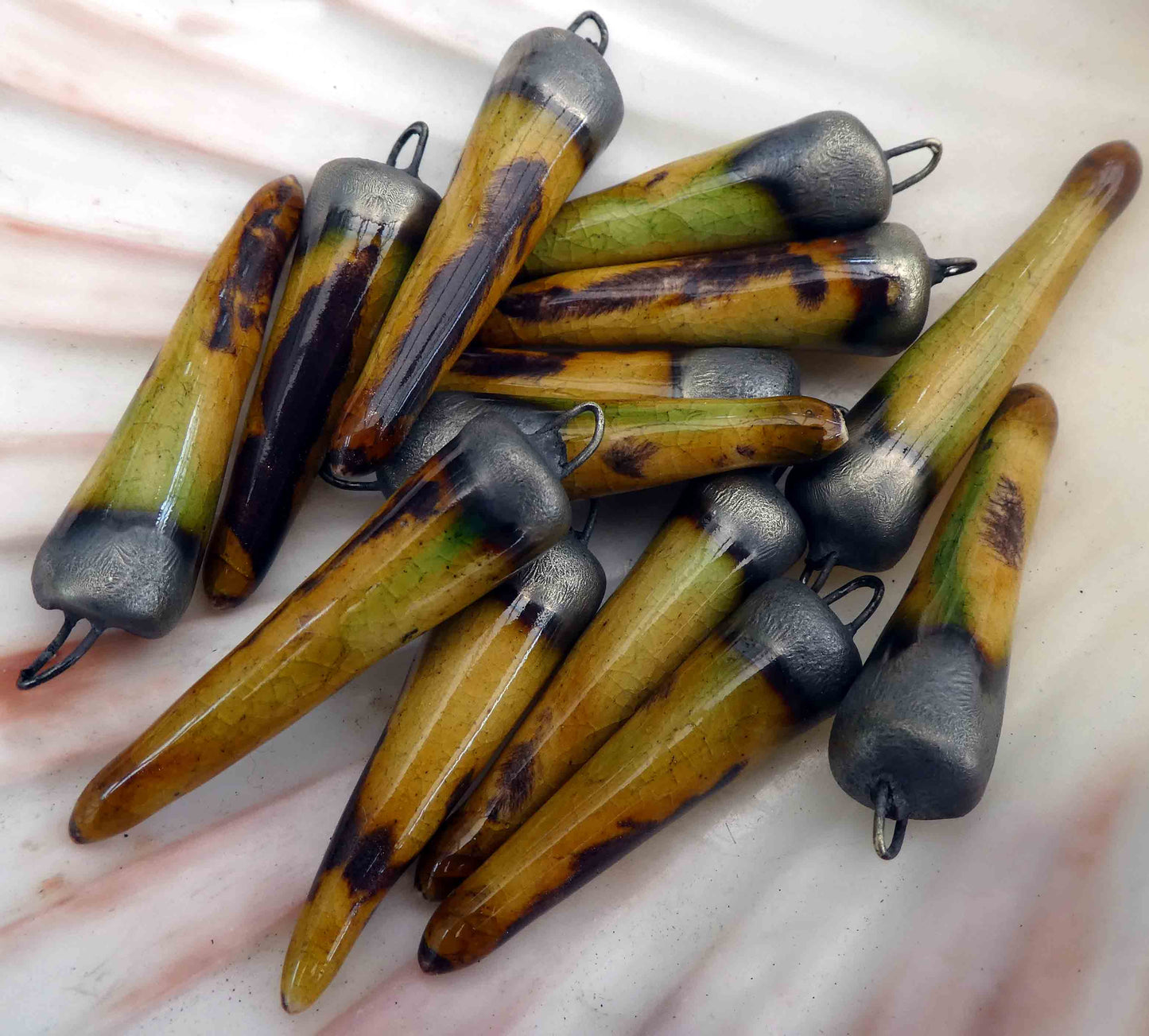 Ceramic Spikes Earring Charms - Dune