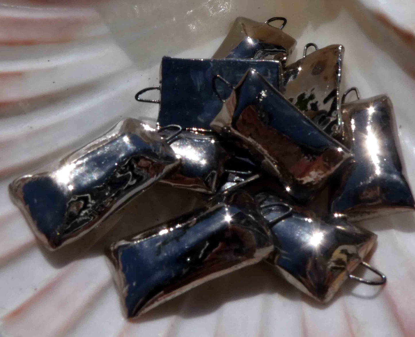 Ceramic Ingot Earring Charms -Platinum Lustre