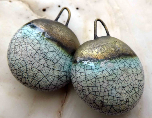 Porcelain Disc Drops Earring Charms -Black Crackle