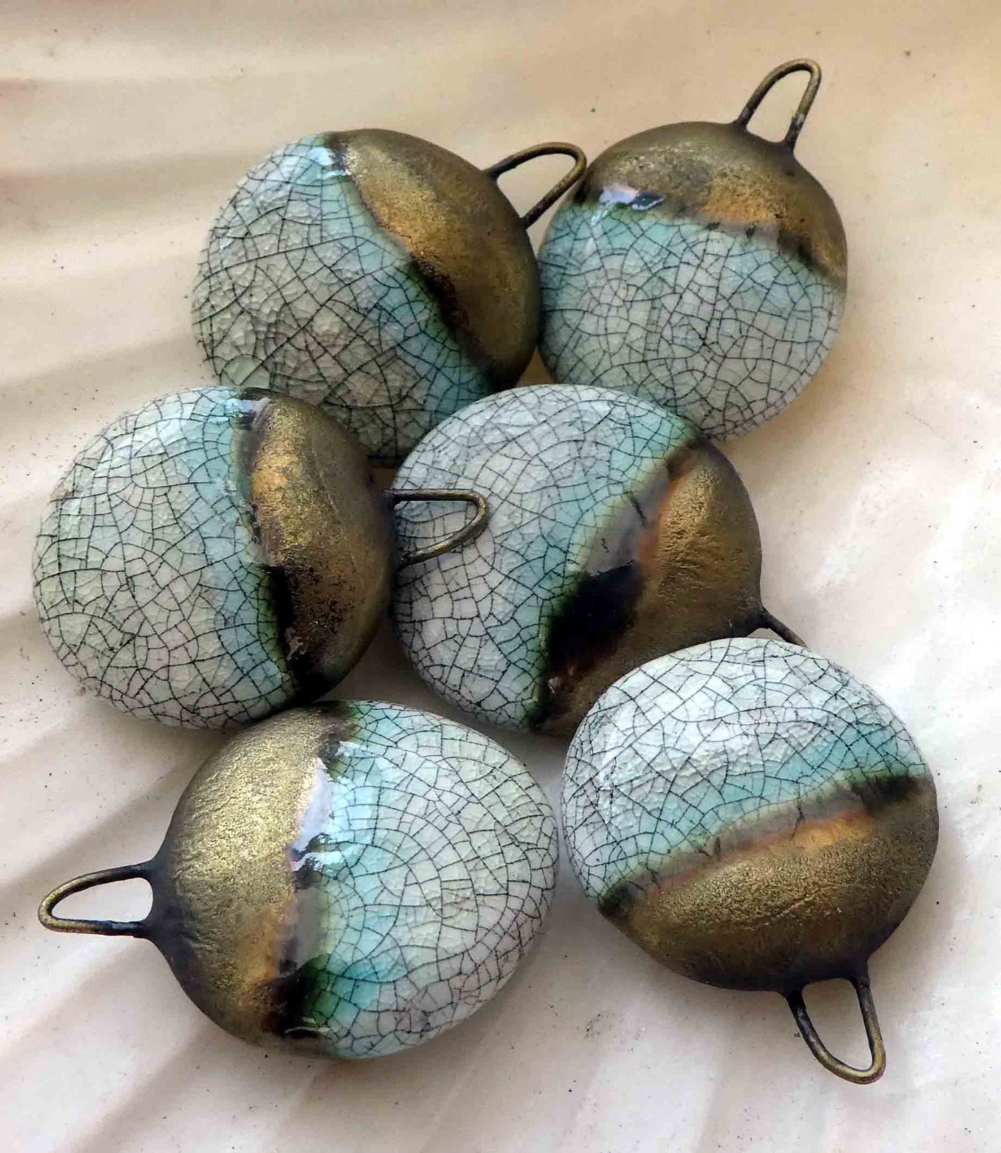 Porcelain Disc Drops Earring Charms -Black Crackle