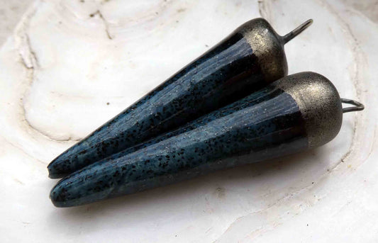 Ceramic Spikes Earring Charms -Teal Quartz Shimmer