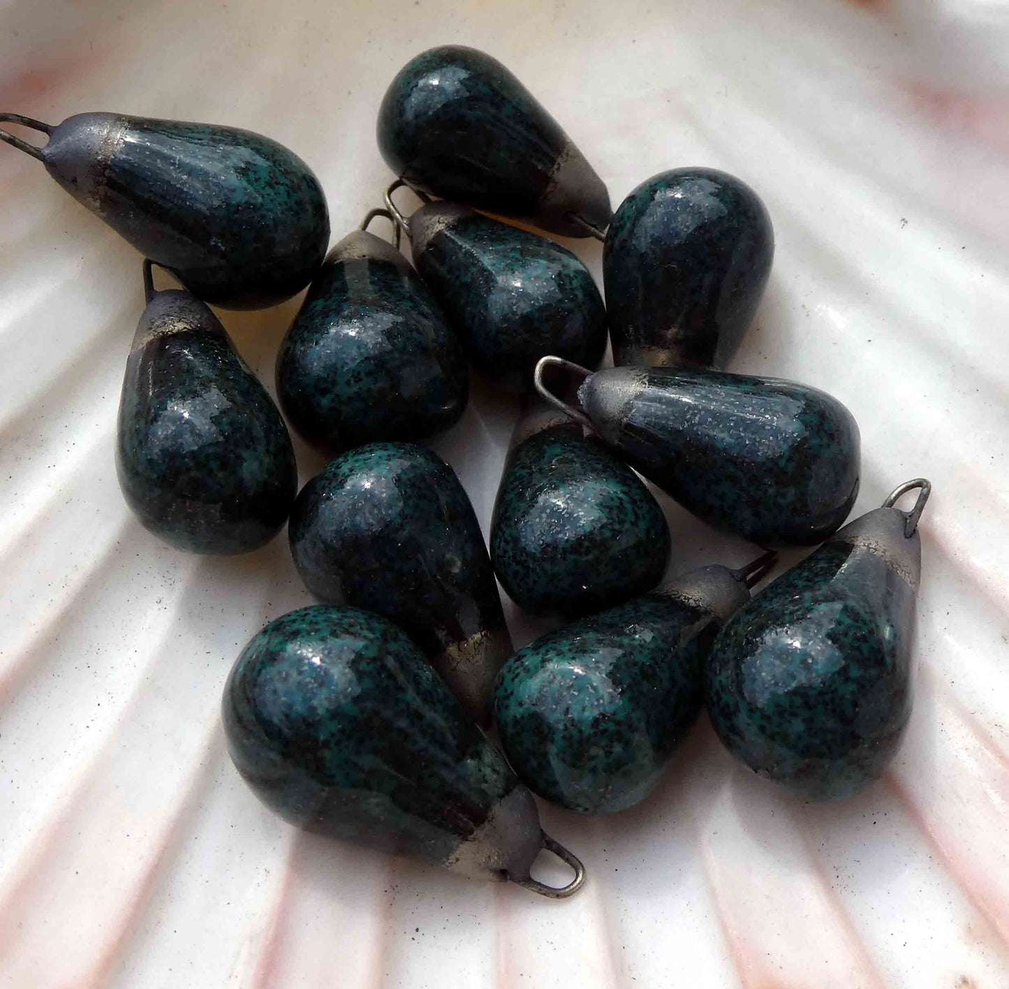 Ceramic Drops Earring Charms -Aquamarine Shimmer