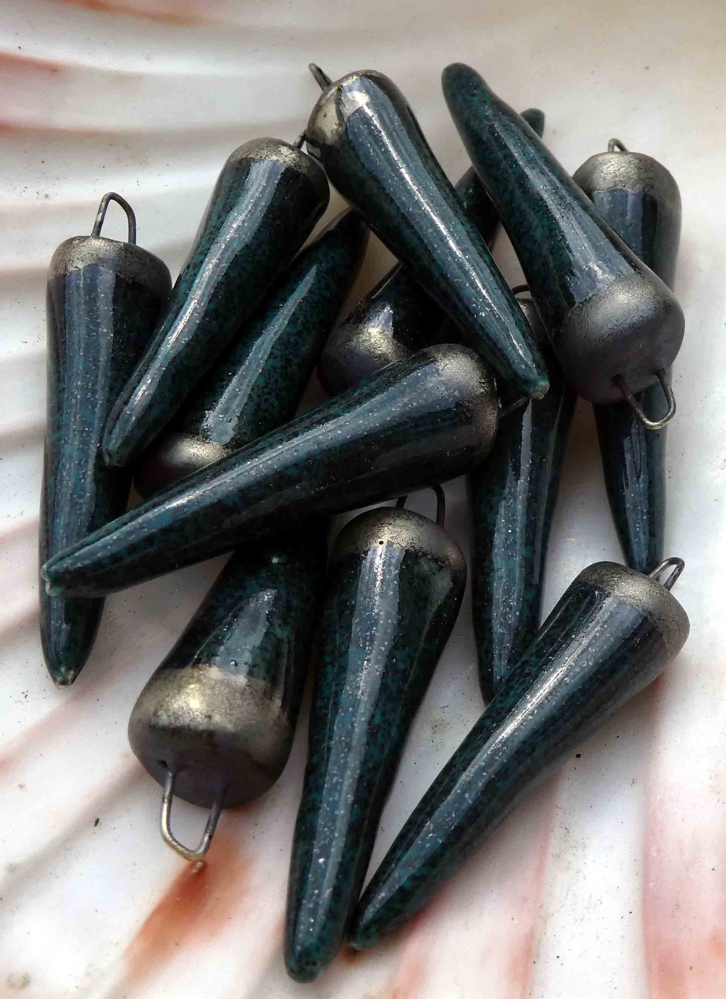 Ceramic Spikes Earring Charms -Aquamarine Shimmer