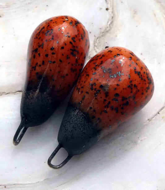 Ceramic Drops Earring Charms -Zircon Orange Shimmer