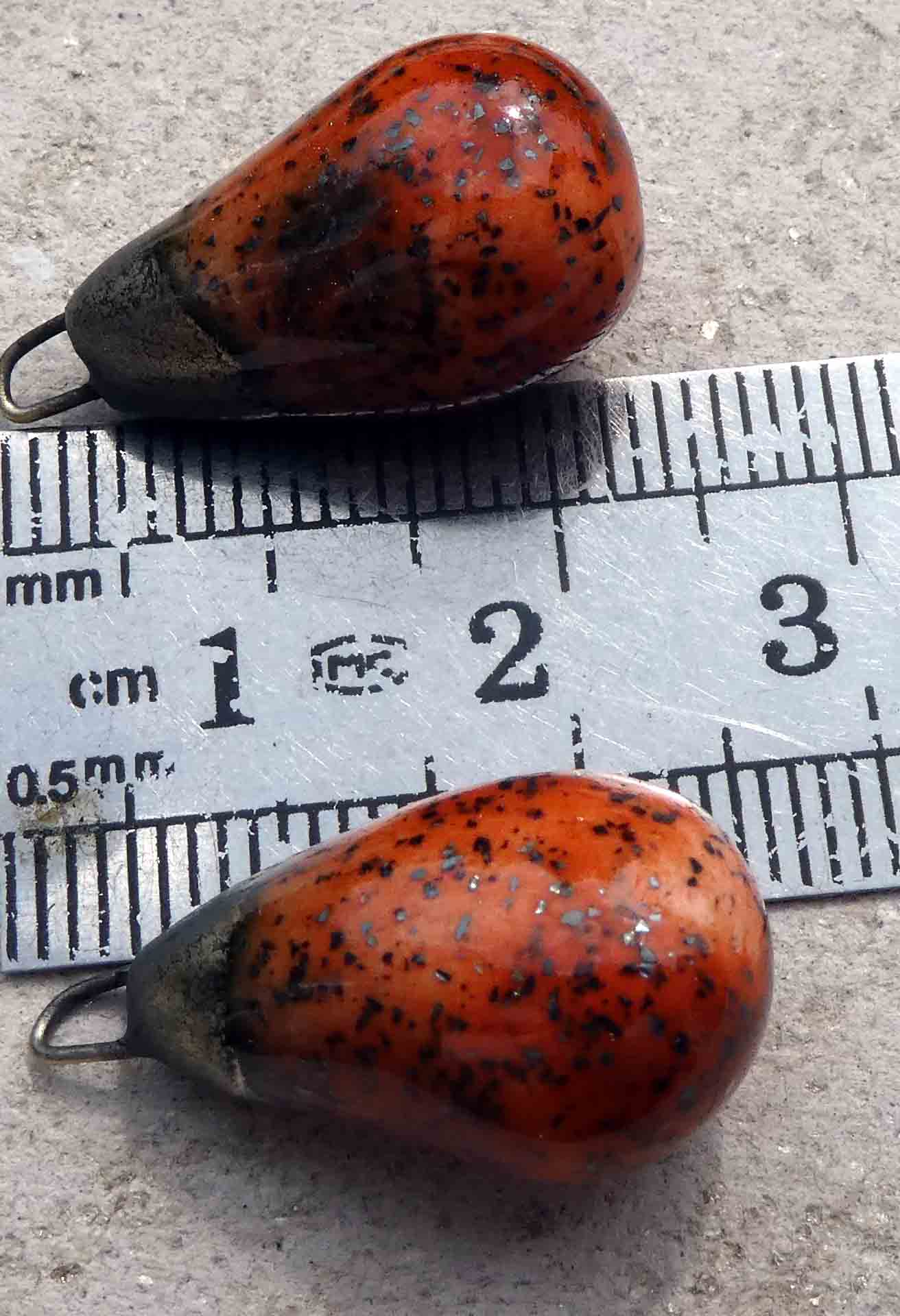 Ceramic Drops Earring Charms -Zircon Orange Shimmer