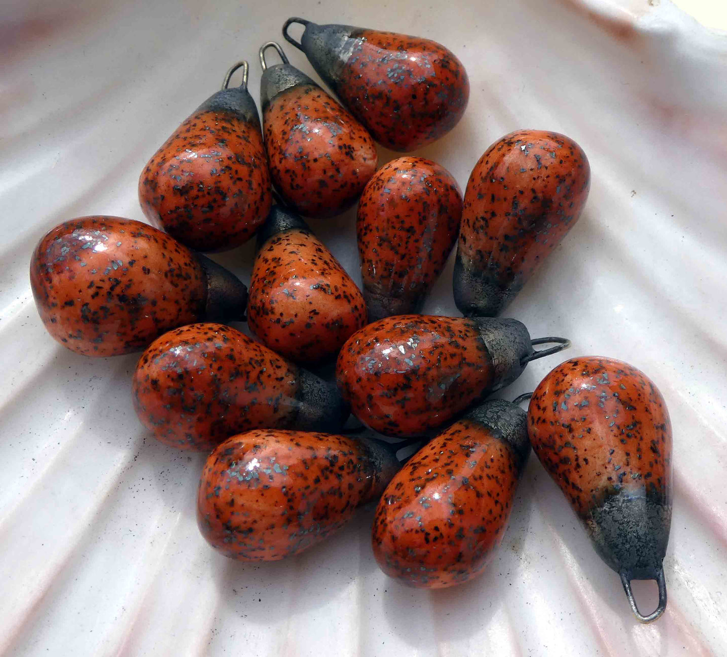 Ceramic Drops Earring Charms -Zircon Orange Shimmer