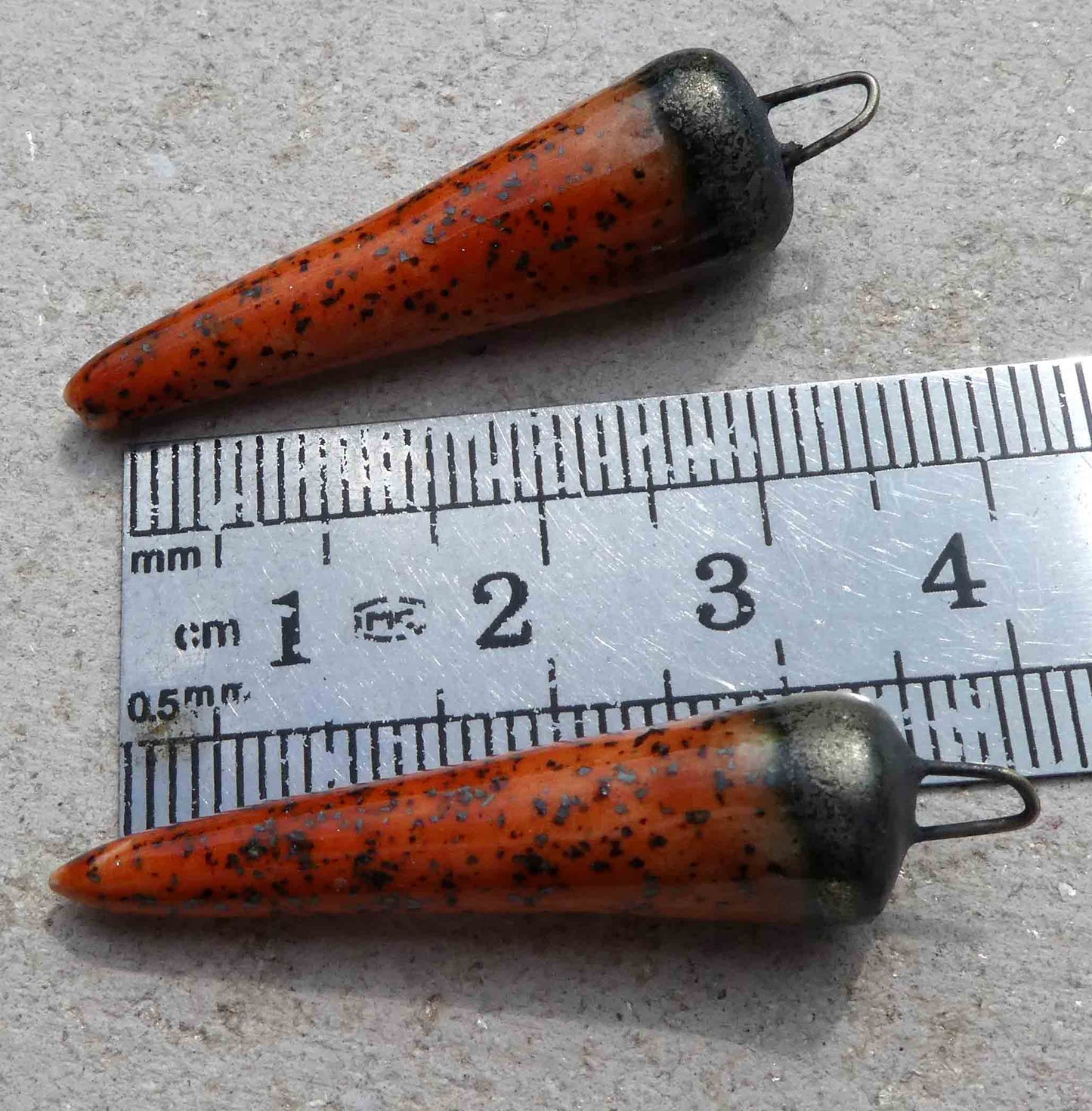 Ceramic Spikes Earring Charms -Zircon Orange Shimmer