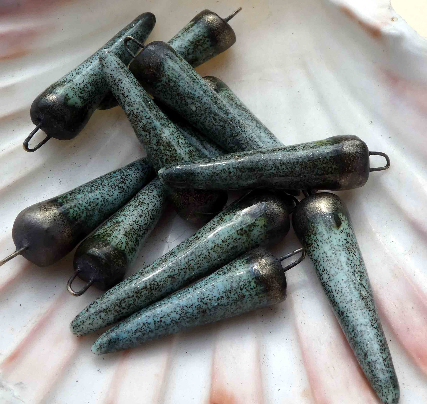 Ceramic Spikes Earring Charms -Seaspray Sparkle