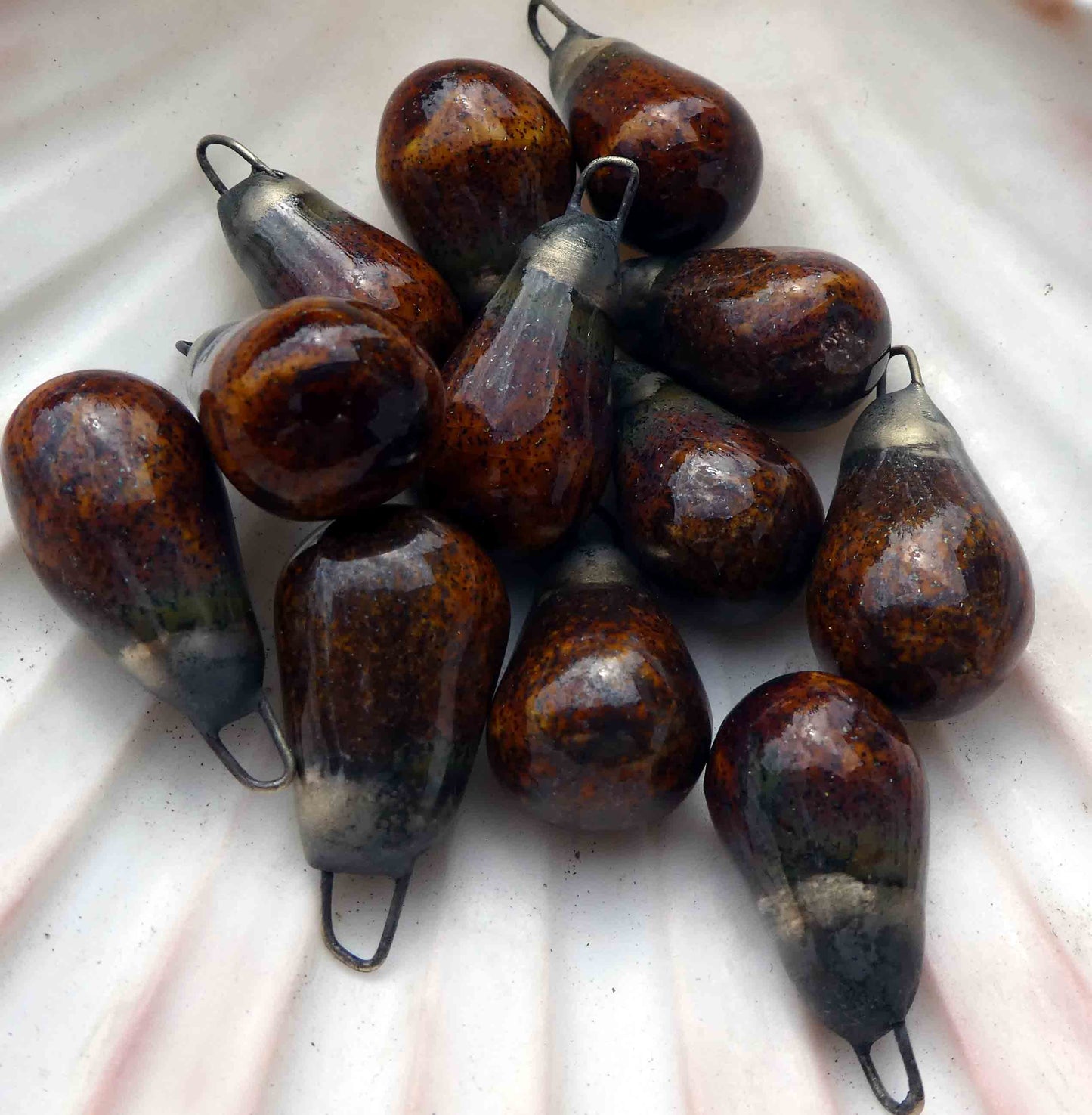 Ceramic Drops Earring Charms -Amber Sparks Sparkle