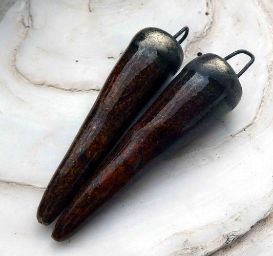 Ceramic Spikes Earring Charms -Amber Sparks Sparkle