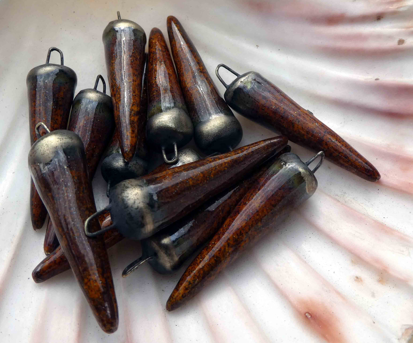 Ceramic Spikes Earring Charms -Amber Sparks Sparkle