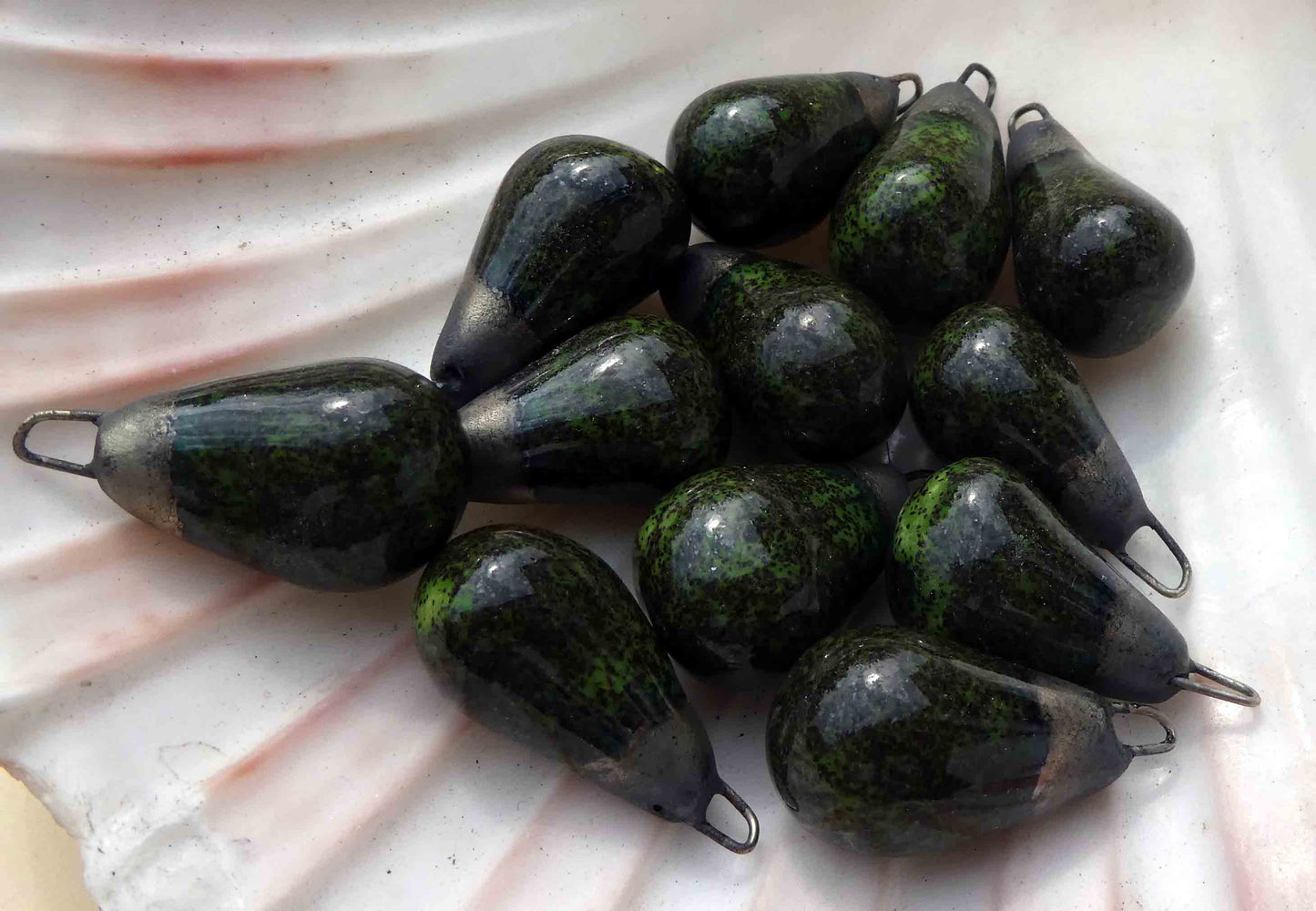 Ceramic Drops Earring Charms -Emerald Shimmer