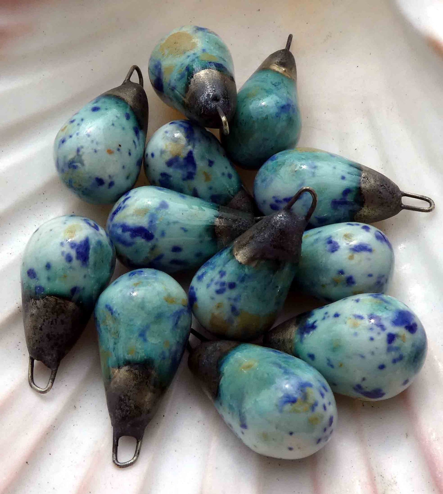 Ceramic Drops Earing Charms -Seawind