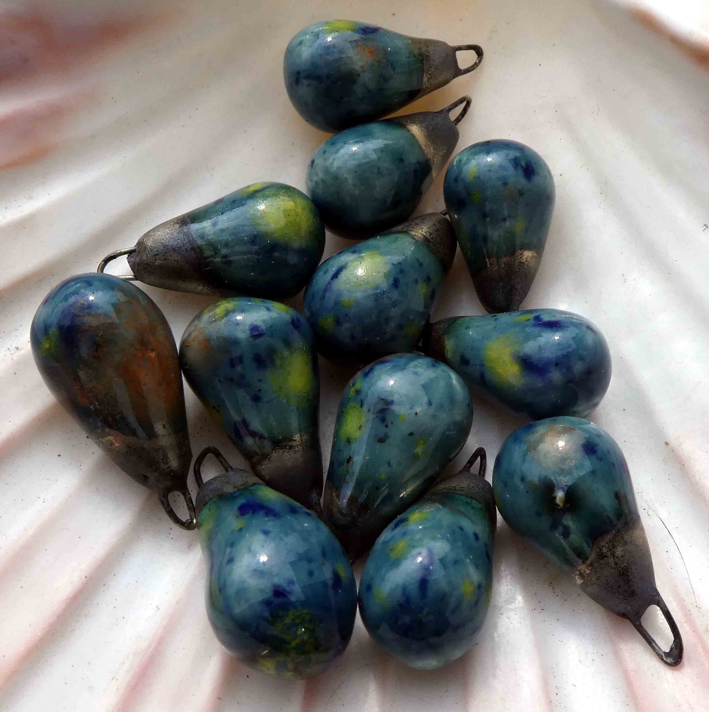 Ceramic Drops Earring Charms -Koi Pond