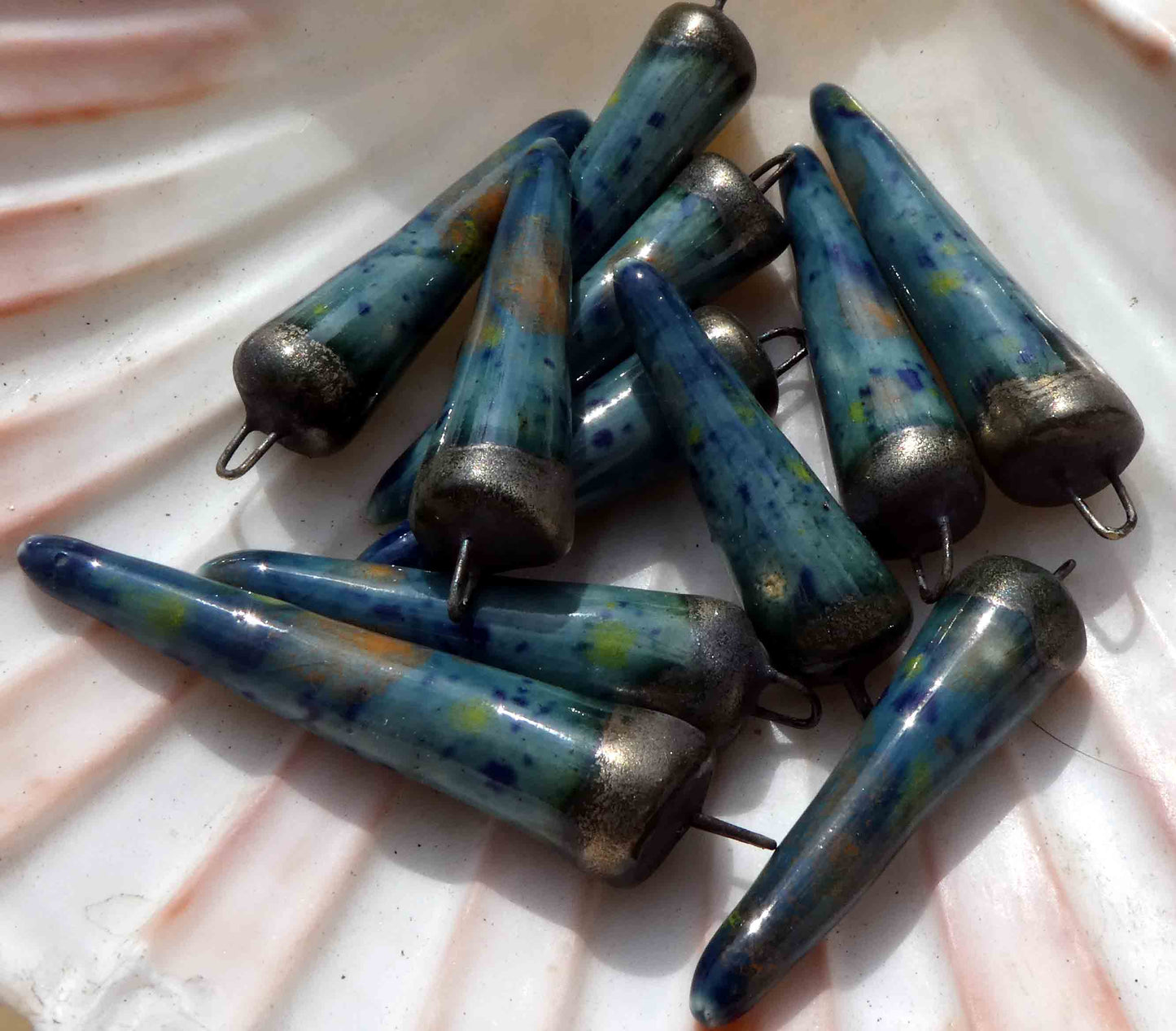 Ceramic Spikes Earring Charms -Koi Pond