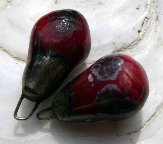 Ceramic Drops Earring Charms -Fuschia Fantastic