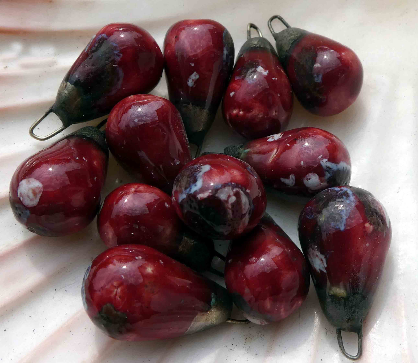 Ceramic Drops Earring Charms -Fuschia Fantastic