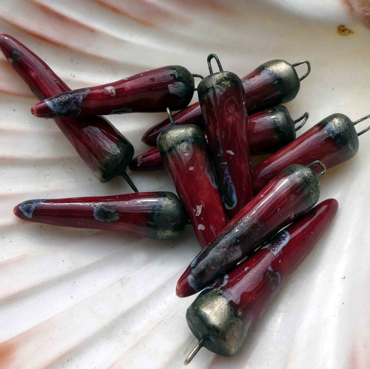 Ceramic Spikes Earring Charms -Fuschia Fantastic