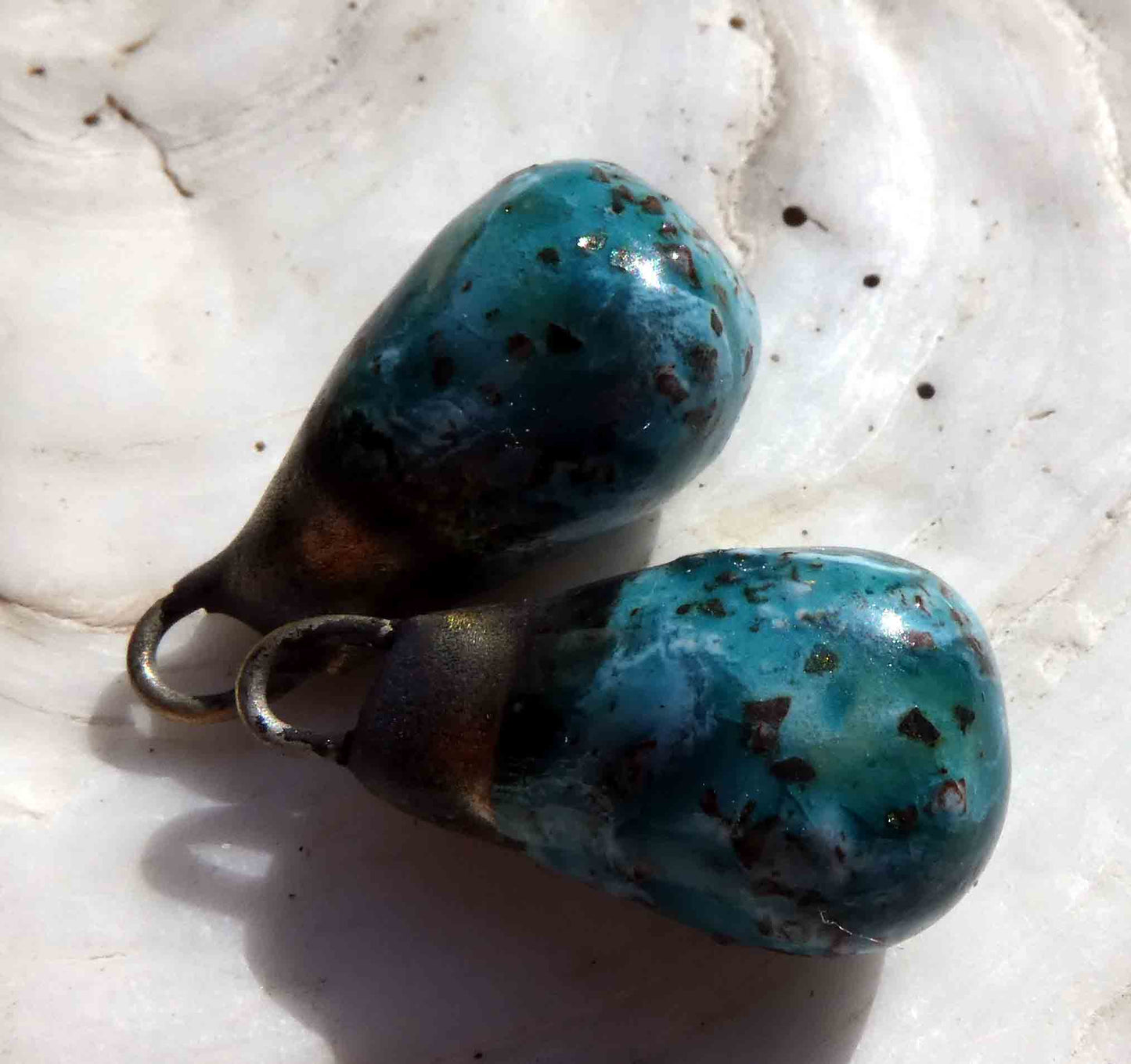 Ceramic Bronzy Drop Earring Charms - Topaz Glimmer