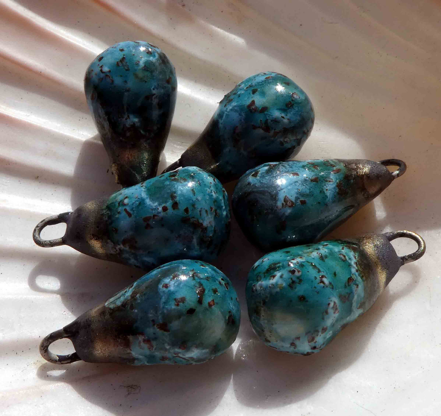 Ceramic Bronzy Drop Earring Charms - Topaz Glimmer