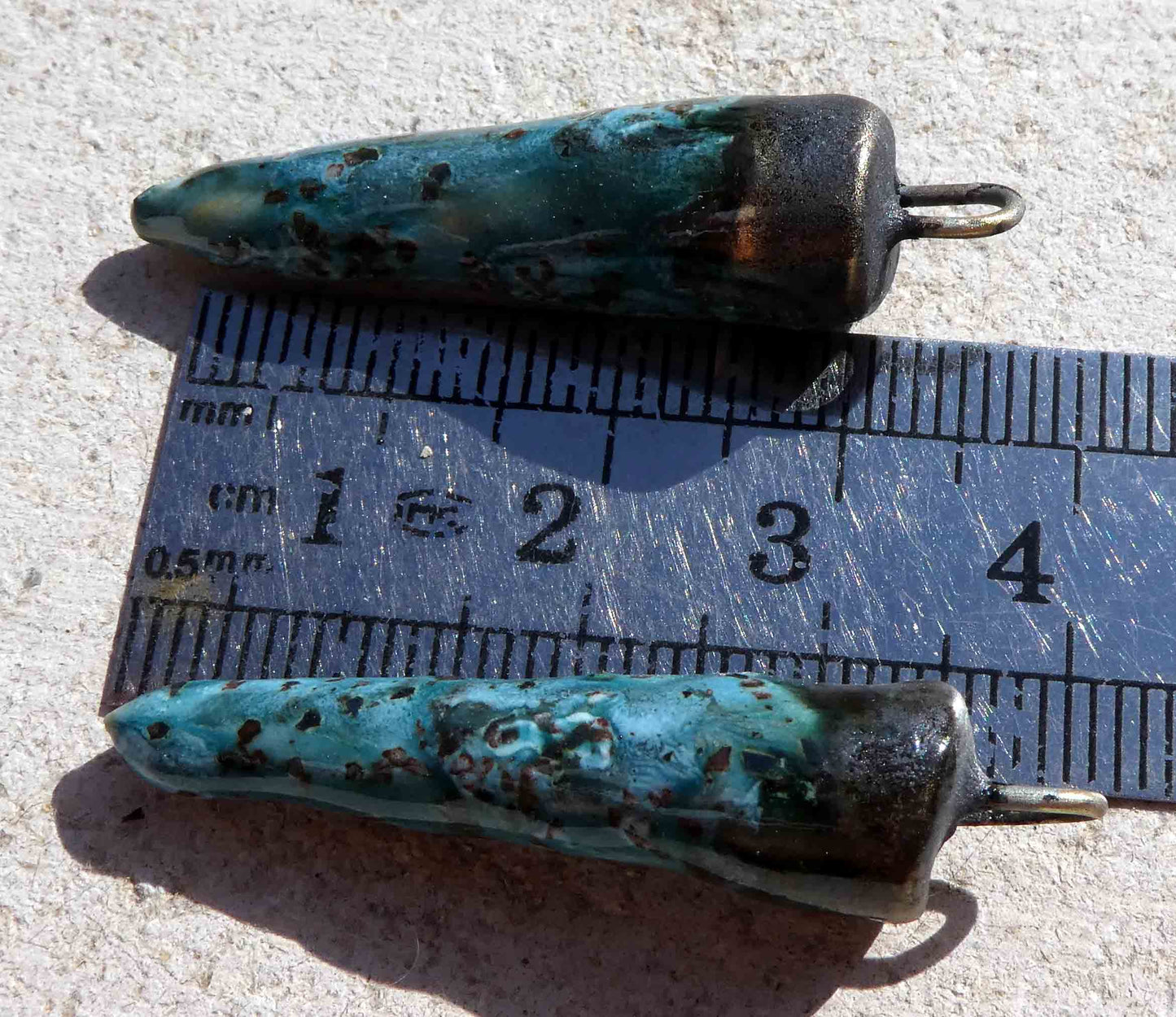 Ceramic Bronzy Spike Earring Charms - Topaz Glimmer