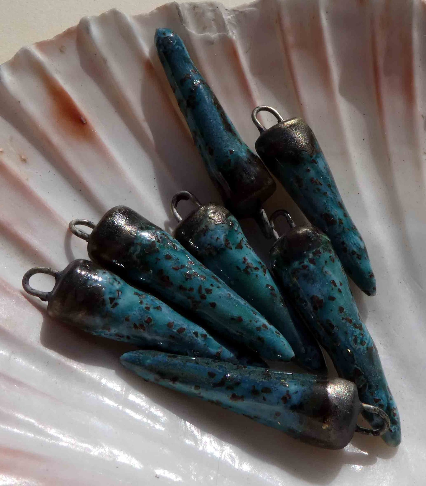 Ceramic Bronzy Spike Earring Charms - Topaz Glimmer