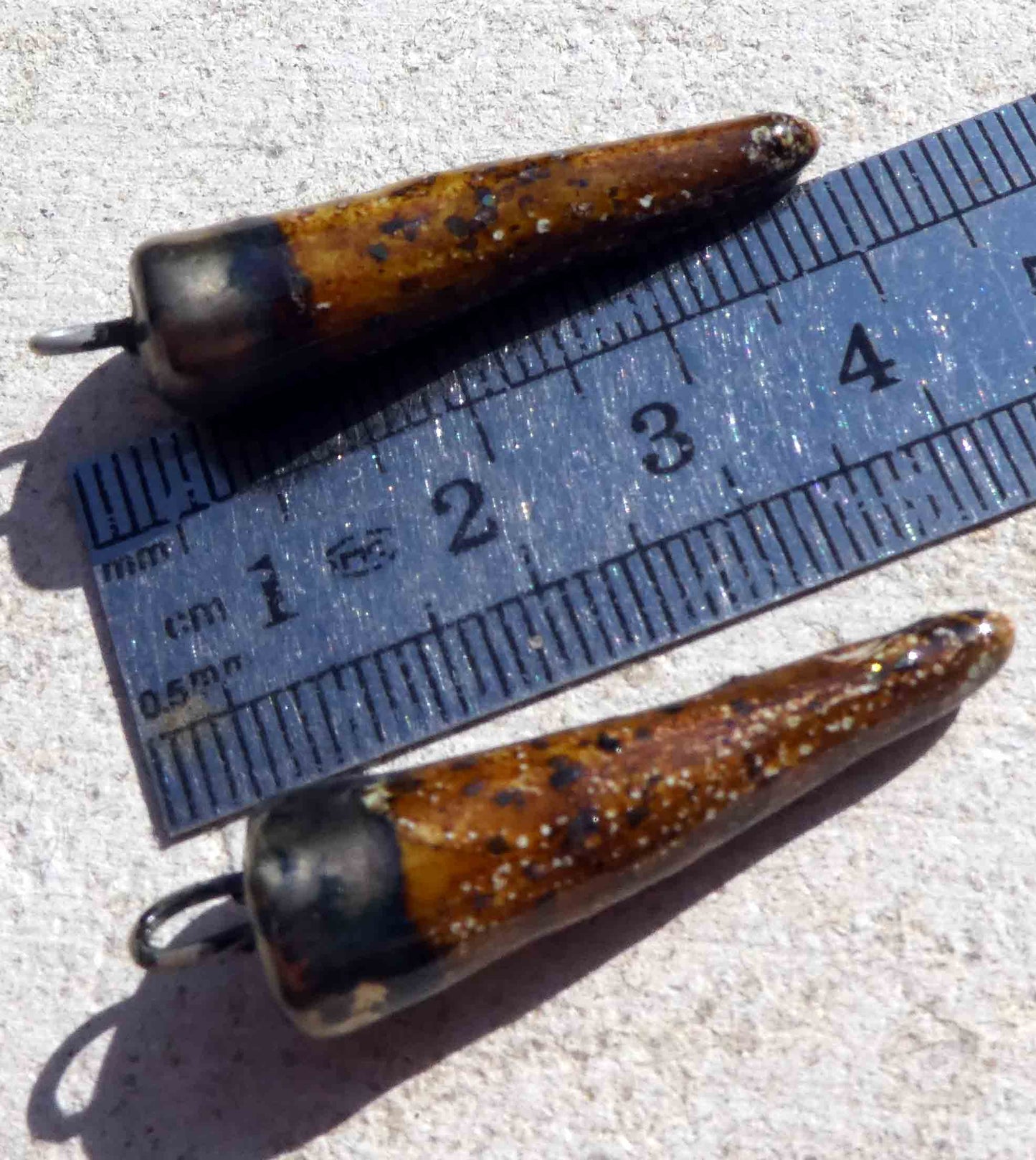 Ceramic Bronzy Spike Earring Charms - Cognac Glimmer