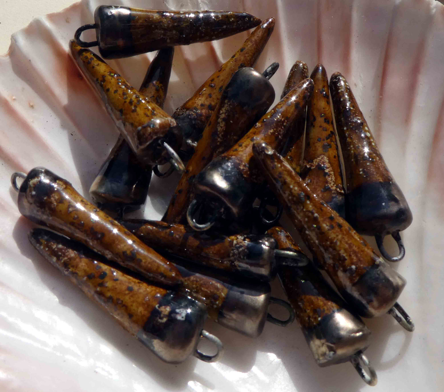 Ceramic Bronzy Spike Earring Charms - Cognac Glimmer