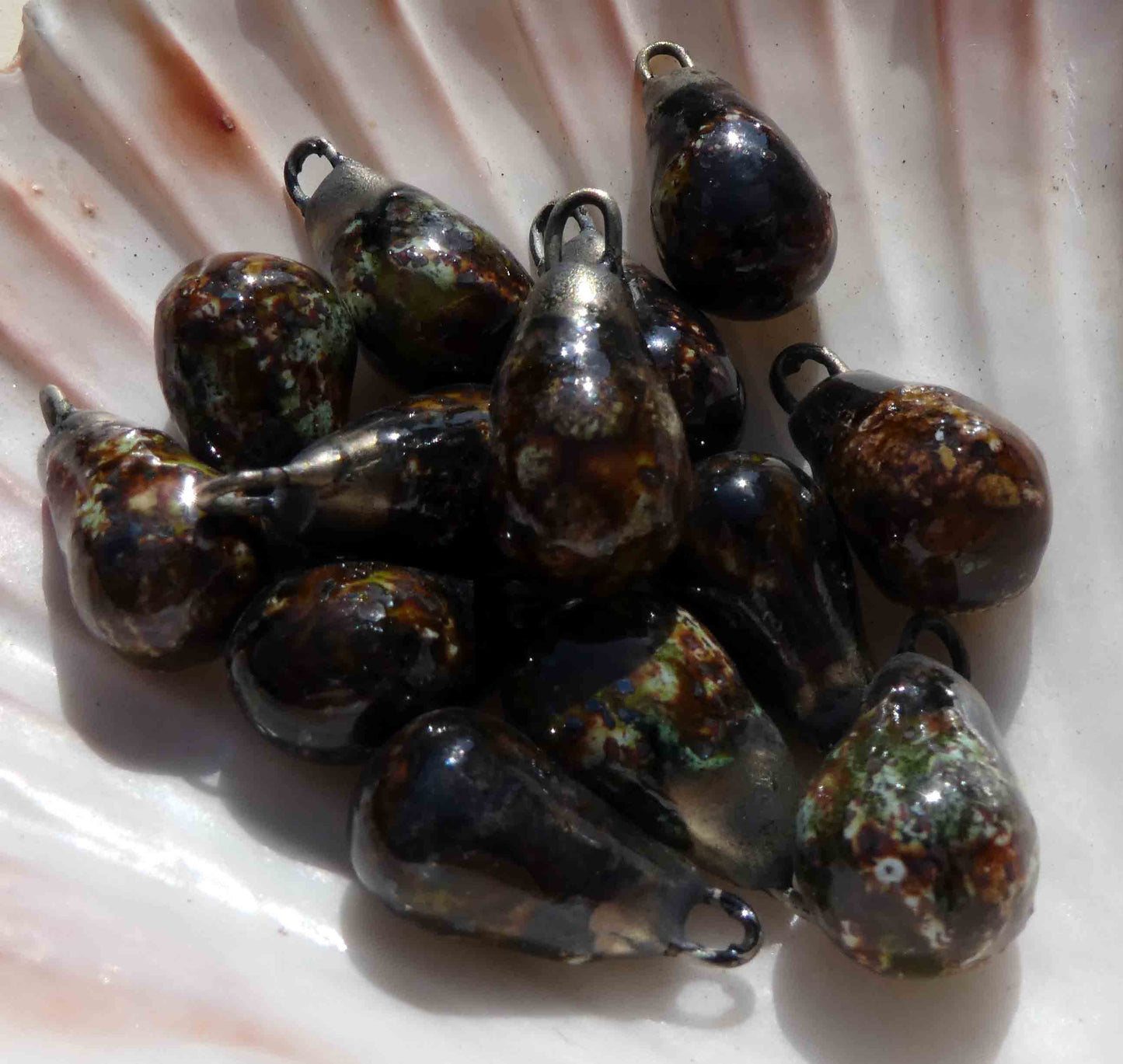 Ceramic Bronzy Drop Earring Charms - Dune Glimmer