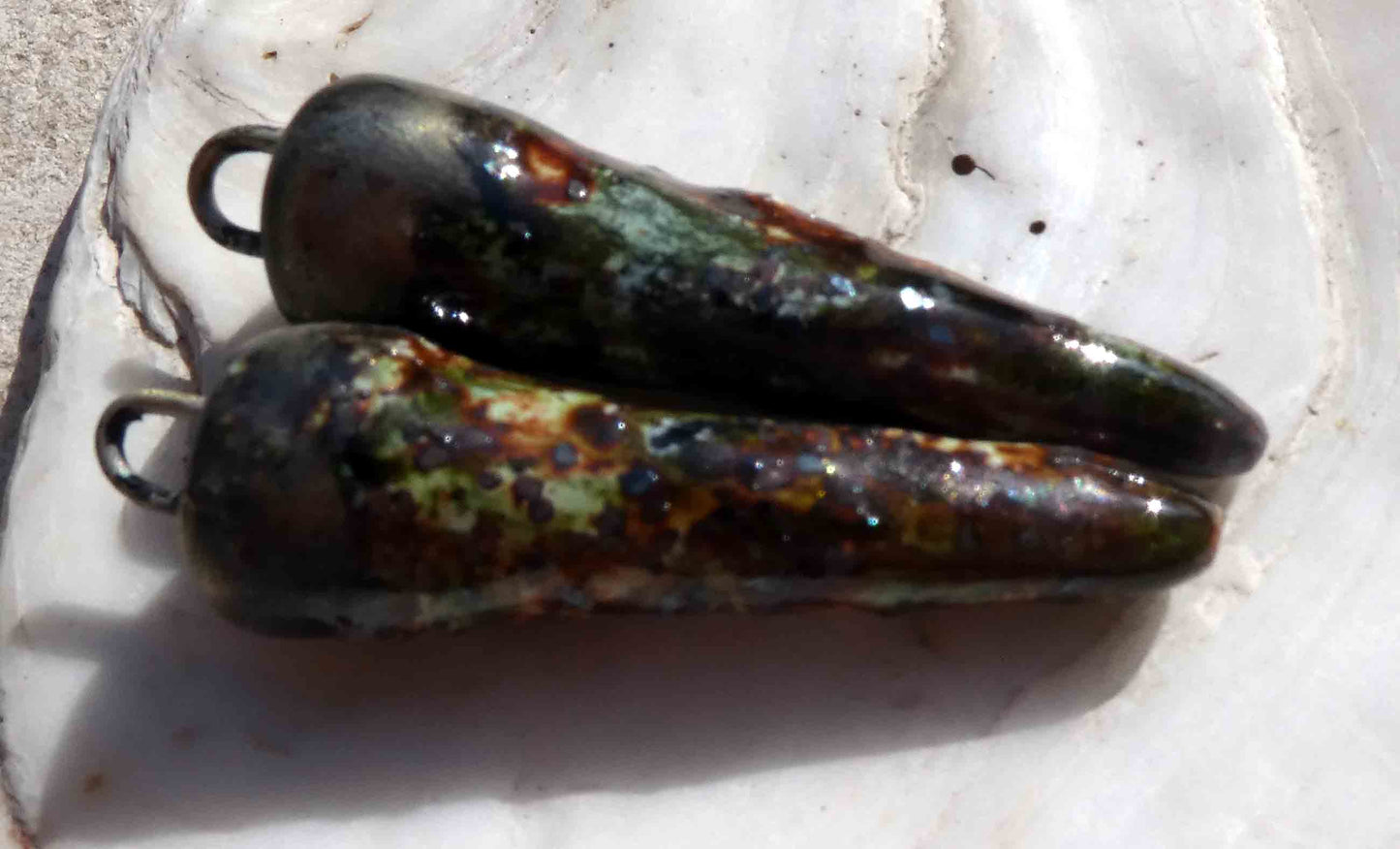 Ceramic Bronzy Spike Earring Charms - Dune Glimmer