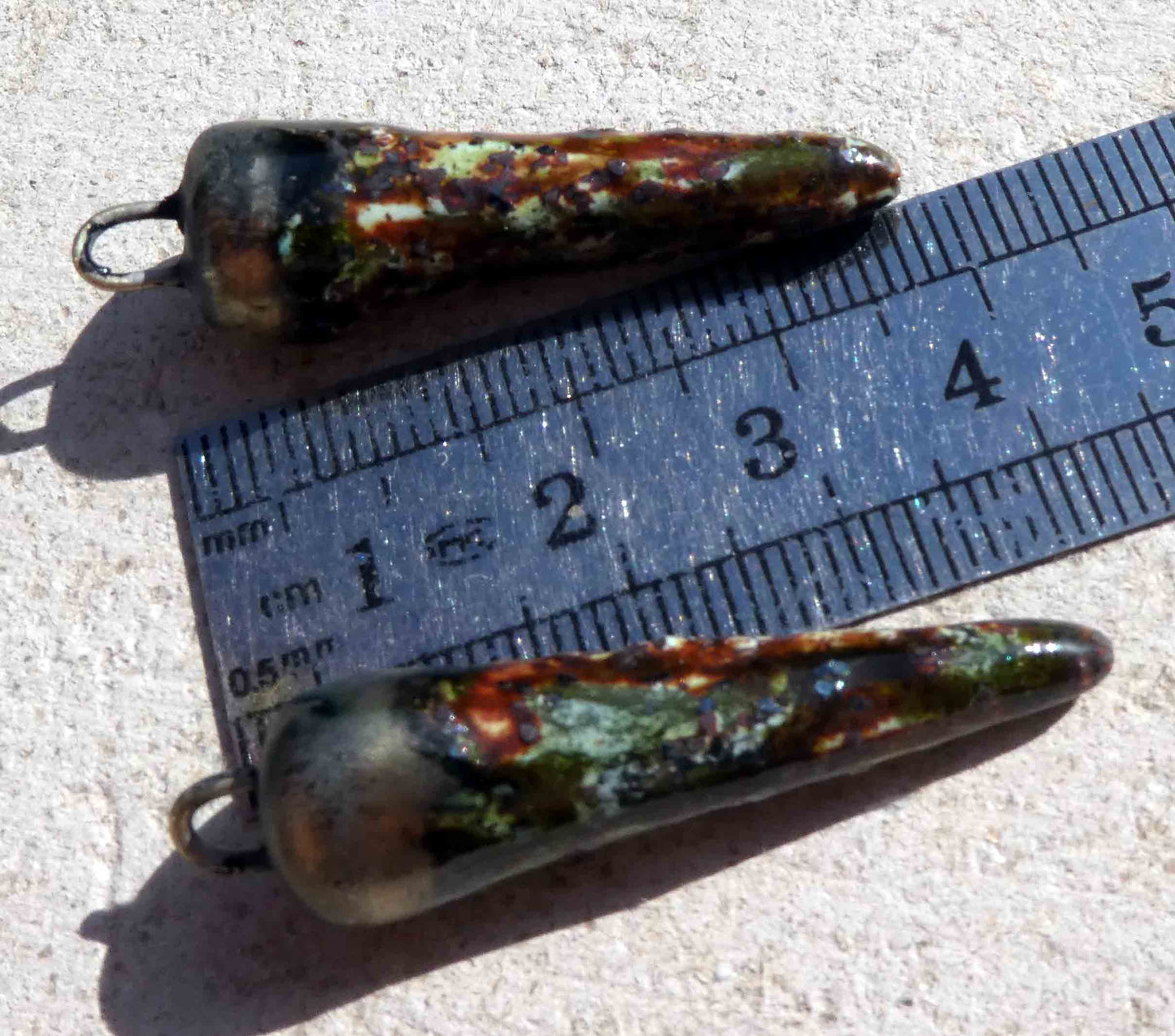 Ceramic Bronzy Spike Earring Charms - Dune Glimmer