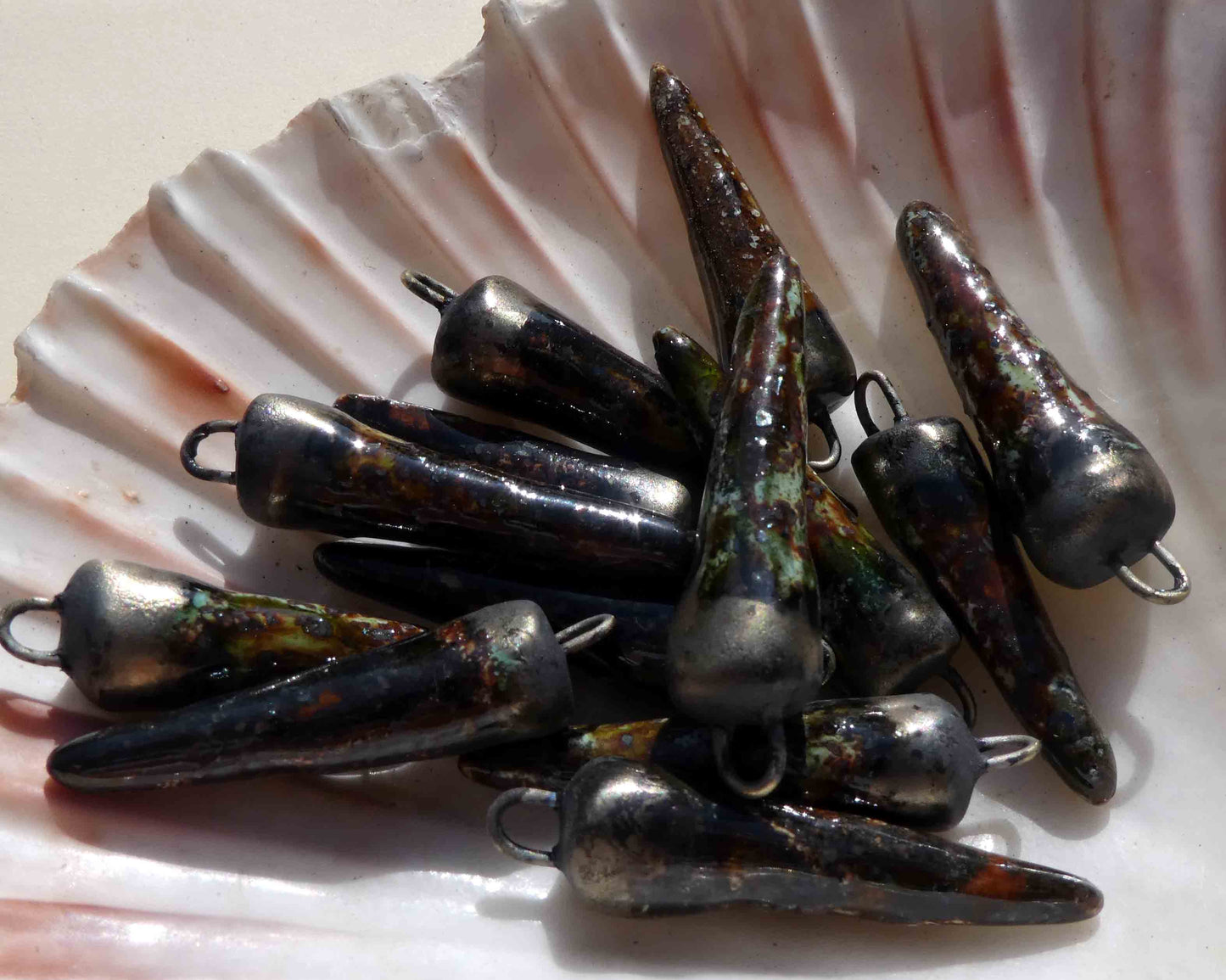 Ceramic Bronzy Spike Earring Charms - Dune Glimmer