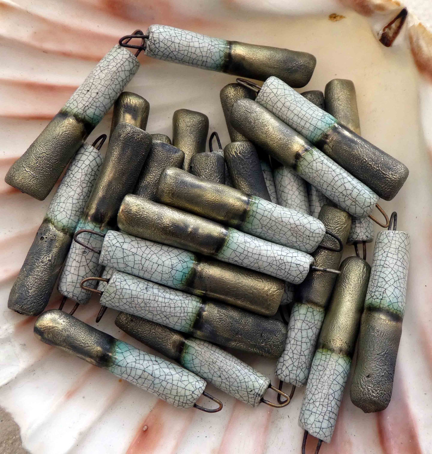 Porcelain Sticks Earring Charms -Crackle