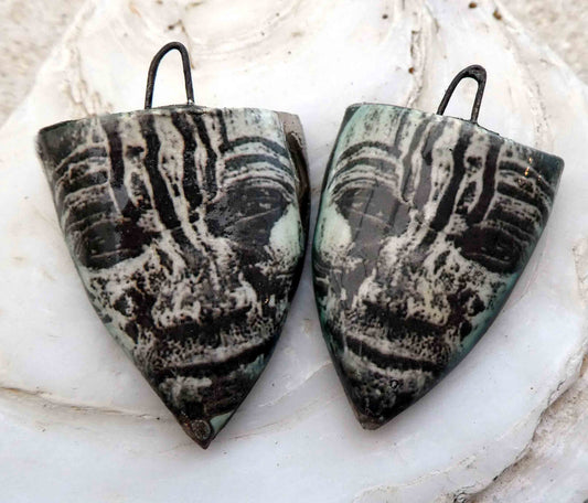 Ceramic Decal African Shield Earring Charms #14