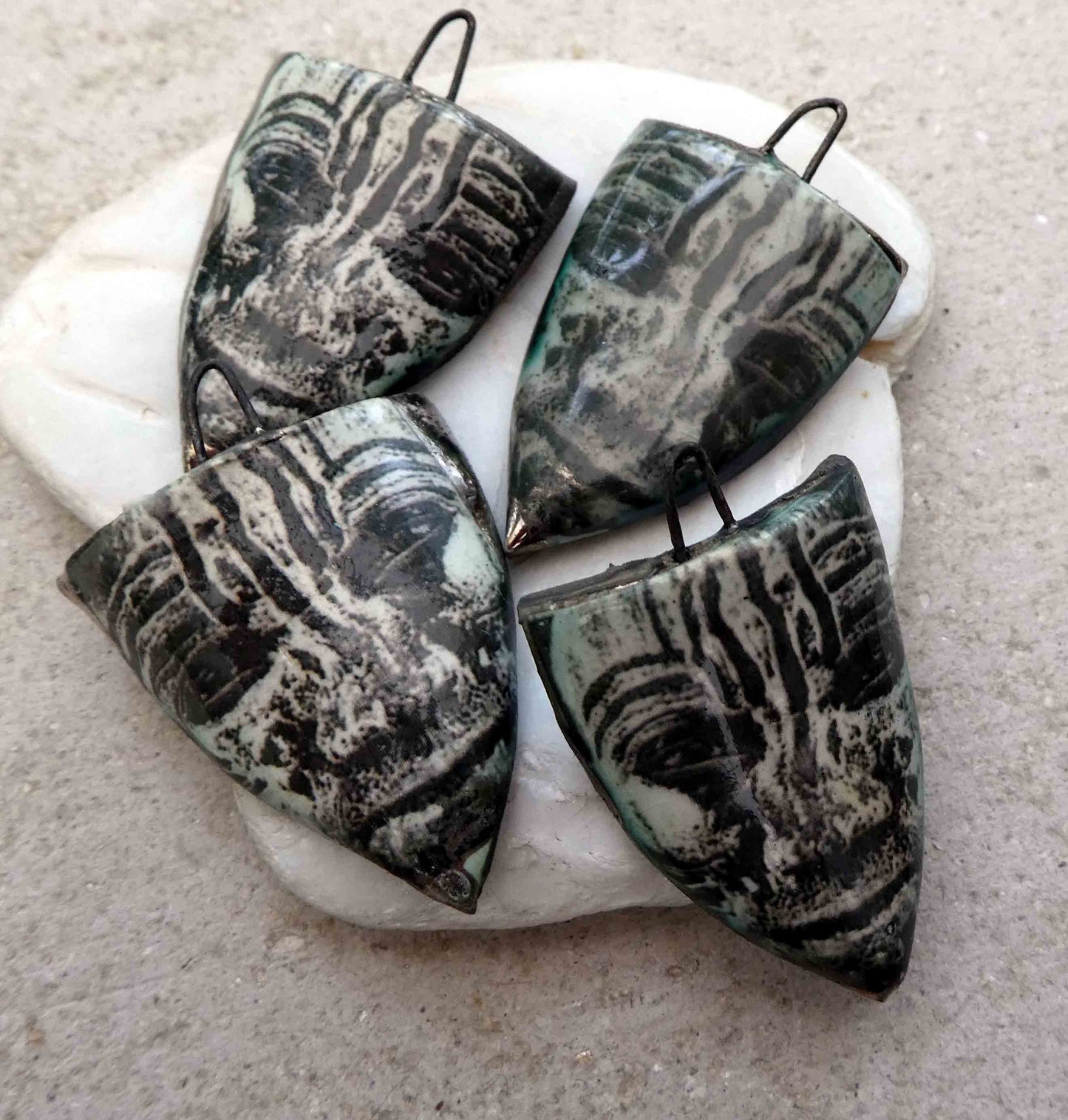 Ceramic Decal African Shield Earring Charms #14