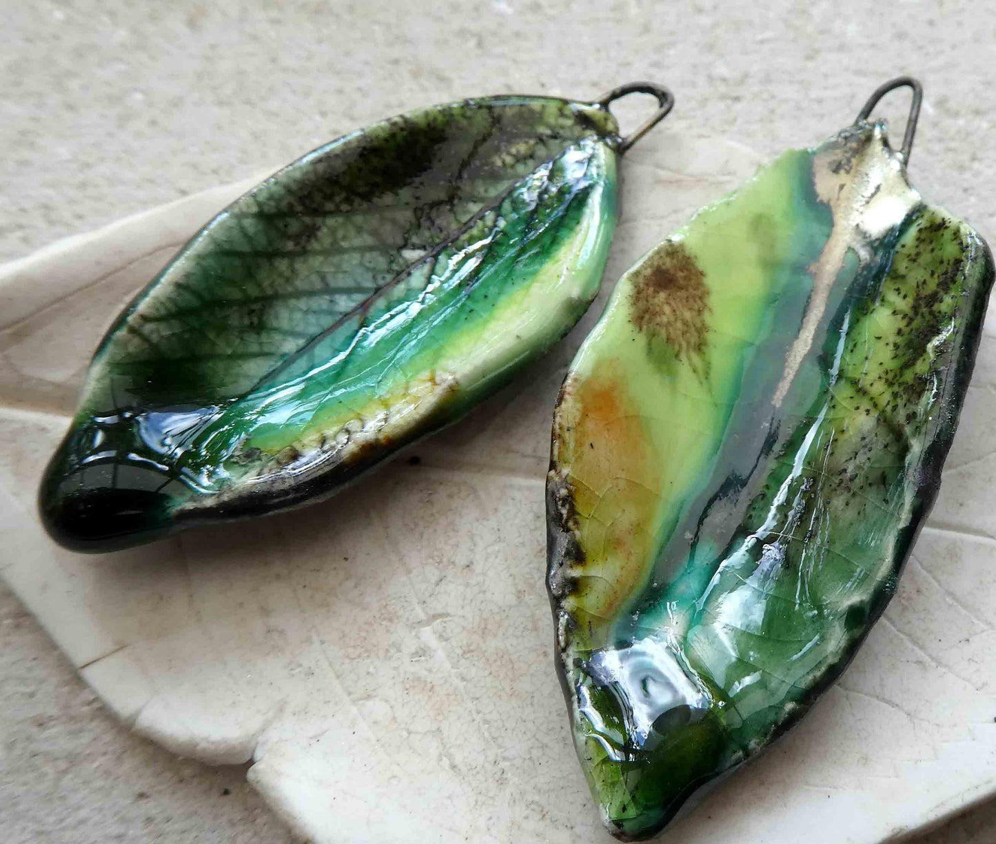 Ceramic Super Slim Leaf Earring Charms #3