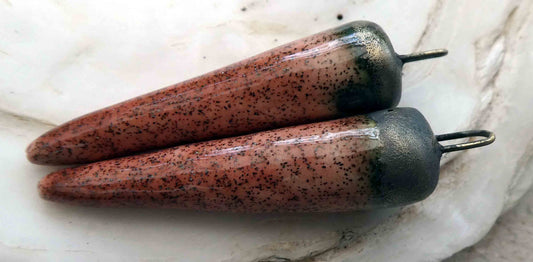 Ceramic Bronzy Spikes Earring Charms - Raspberry Sparkle