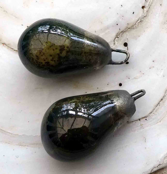 Ceramic Bronzy Drops Earring Charms - Emerald Forest