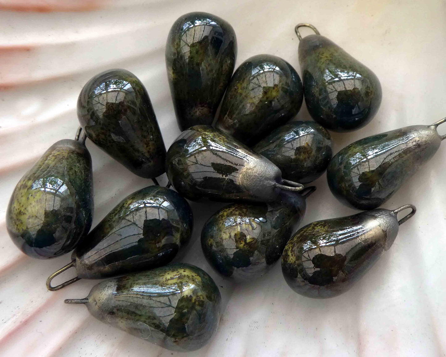 Ceramic Bronzy Drops Earring Charms - Emerald Forest