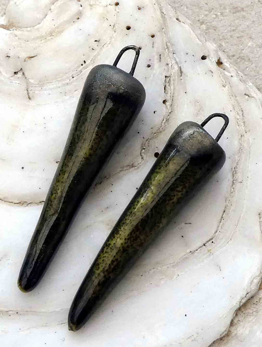 Ceramic Bronzy Spikes Earring Charms - Emerald Forest